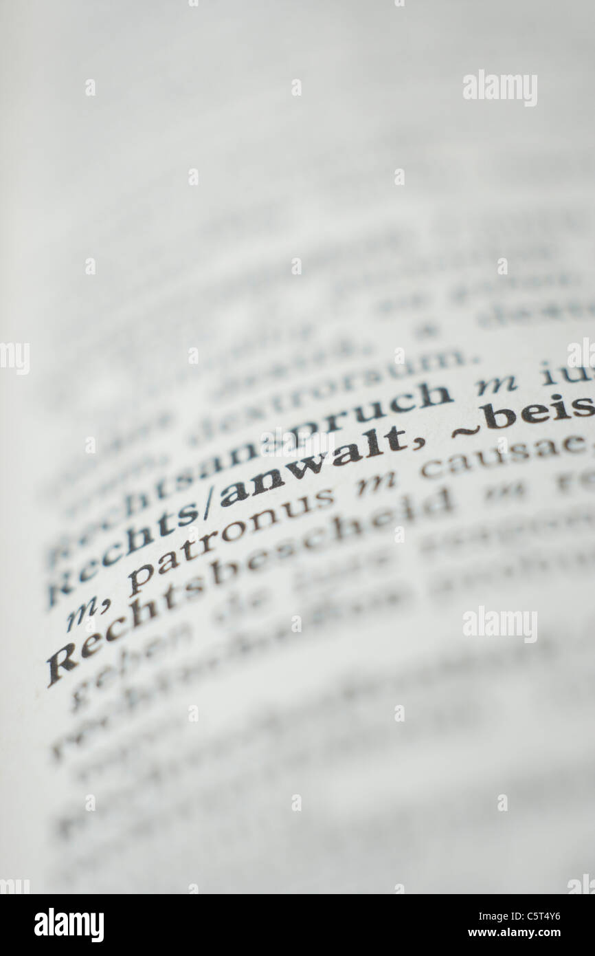 Extreme close up of dictionary page Stock Photo