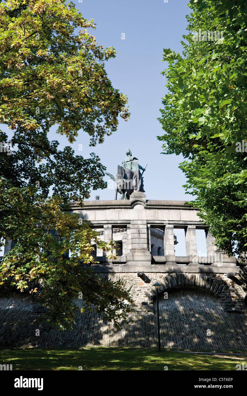 Germany, Rhineland-Palatinate, Koblenz, Deutsches Eck, Monument of Kaiser Wilhelm I Stock Photo