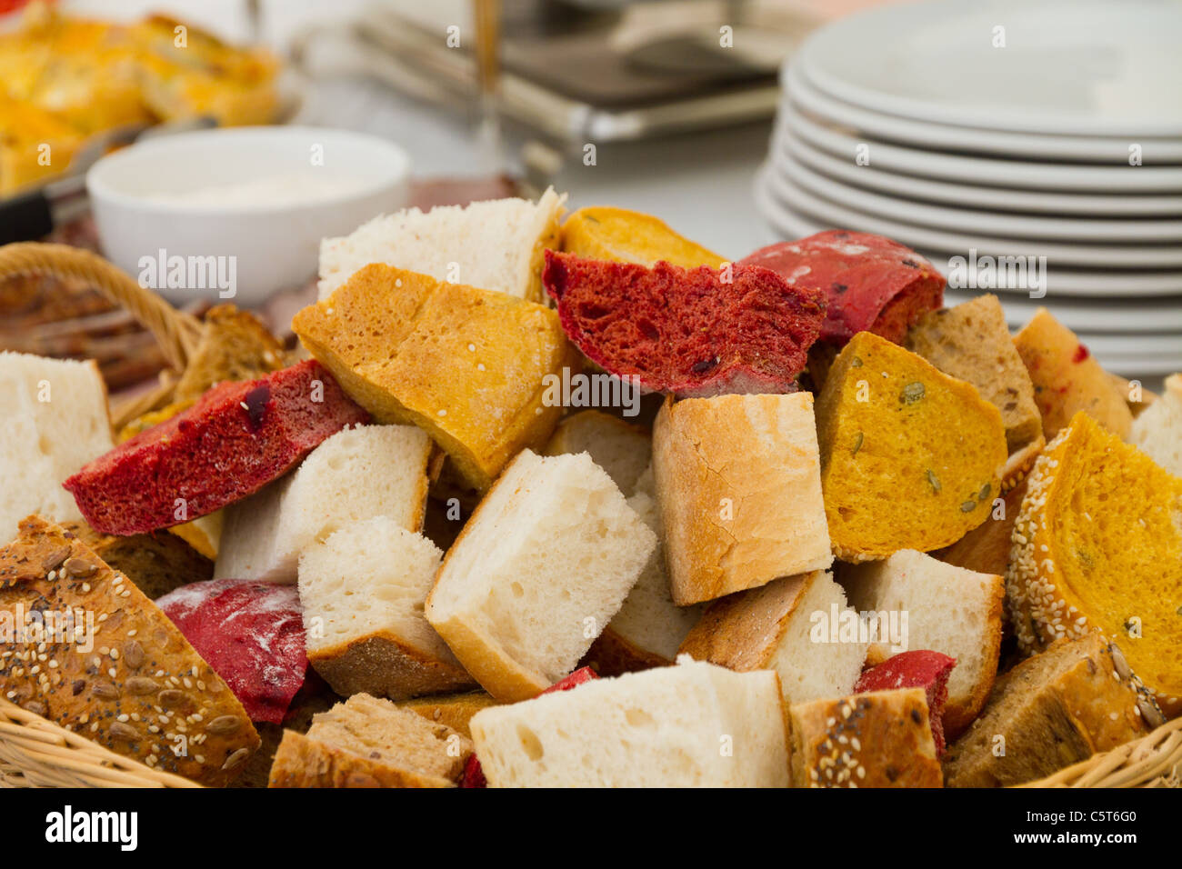 Buffet food bread basket Stock Photo Alamy