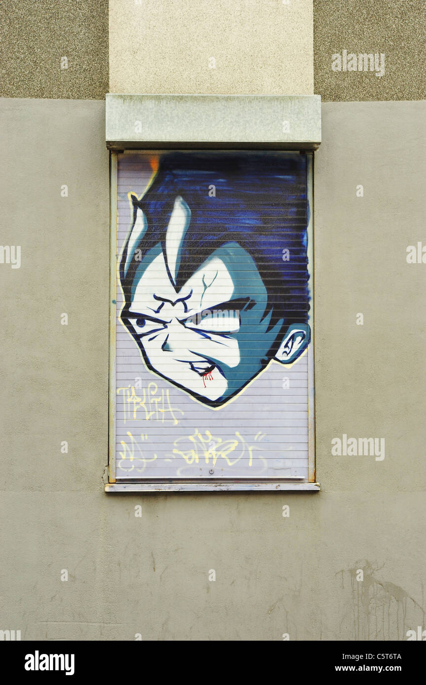 Blue Face - Street Art Stock Photo