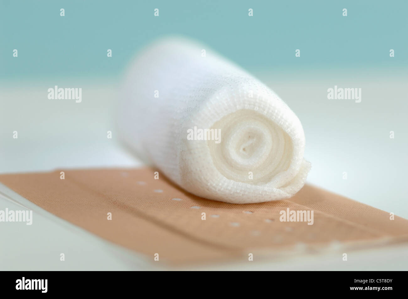 Bandaid and Gauze bandage, closeup Stock Photo Alamy