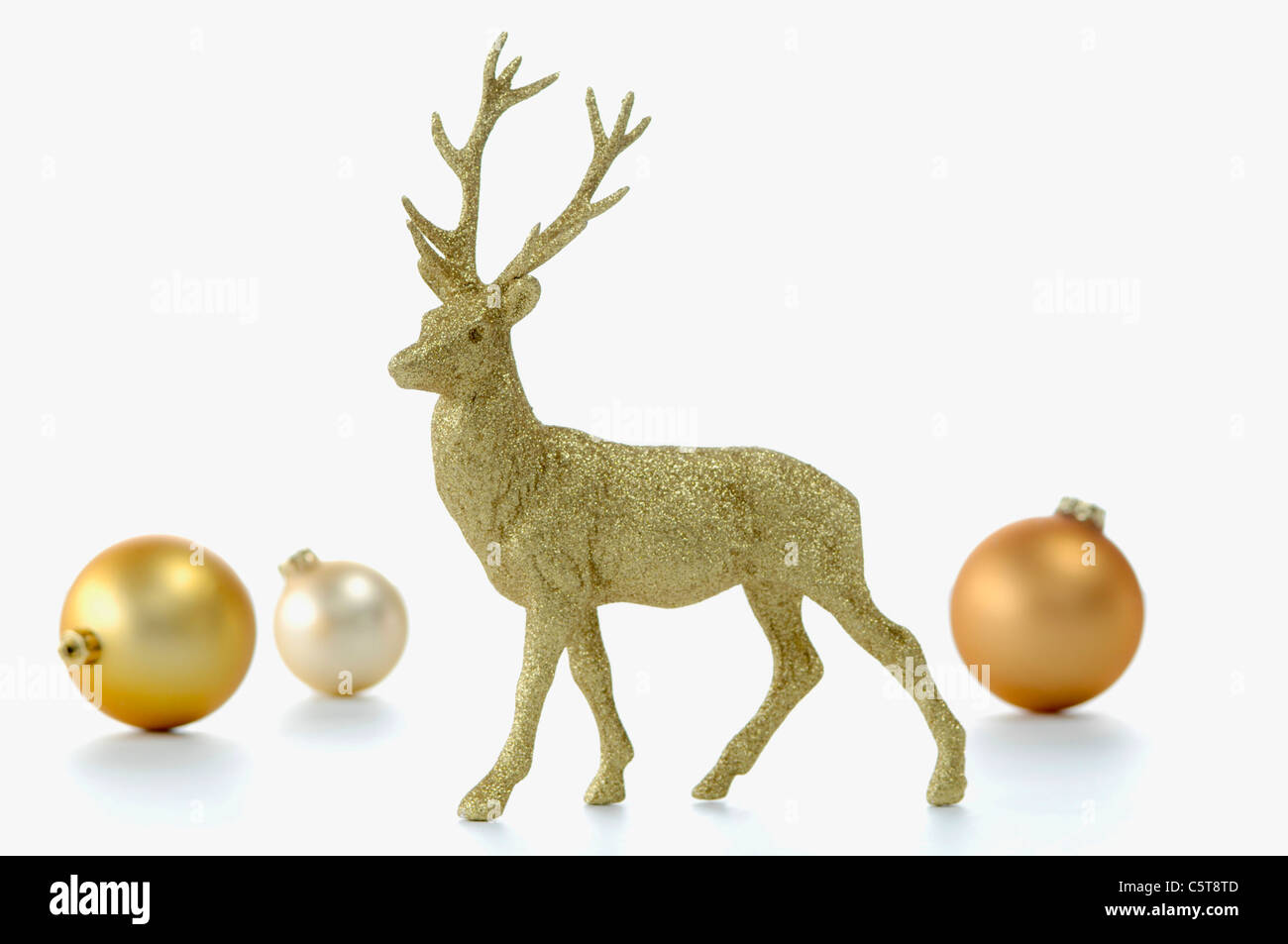 Christmas decoration, Golden stag figurine Stock Photo