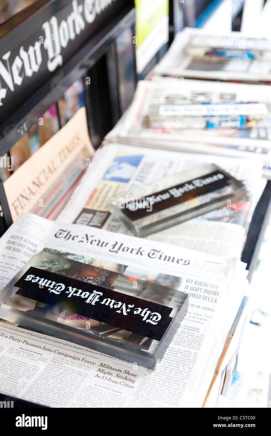 The New York Times Newspaper On A News Stand New York Usa Stock Photo Alamy