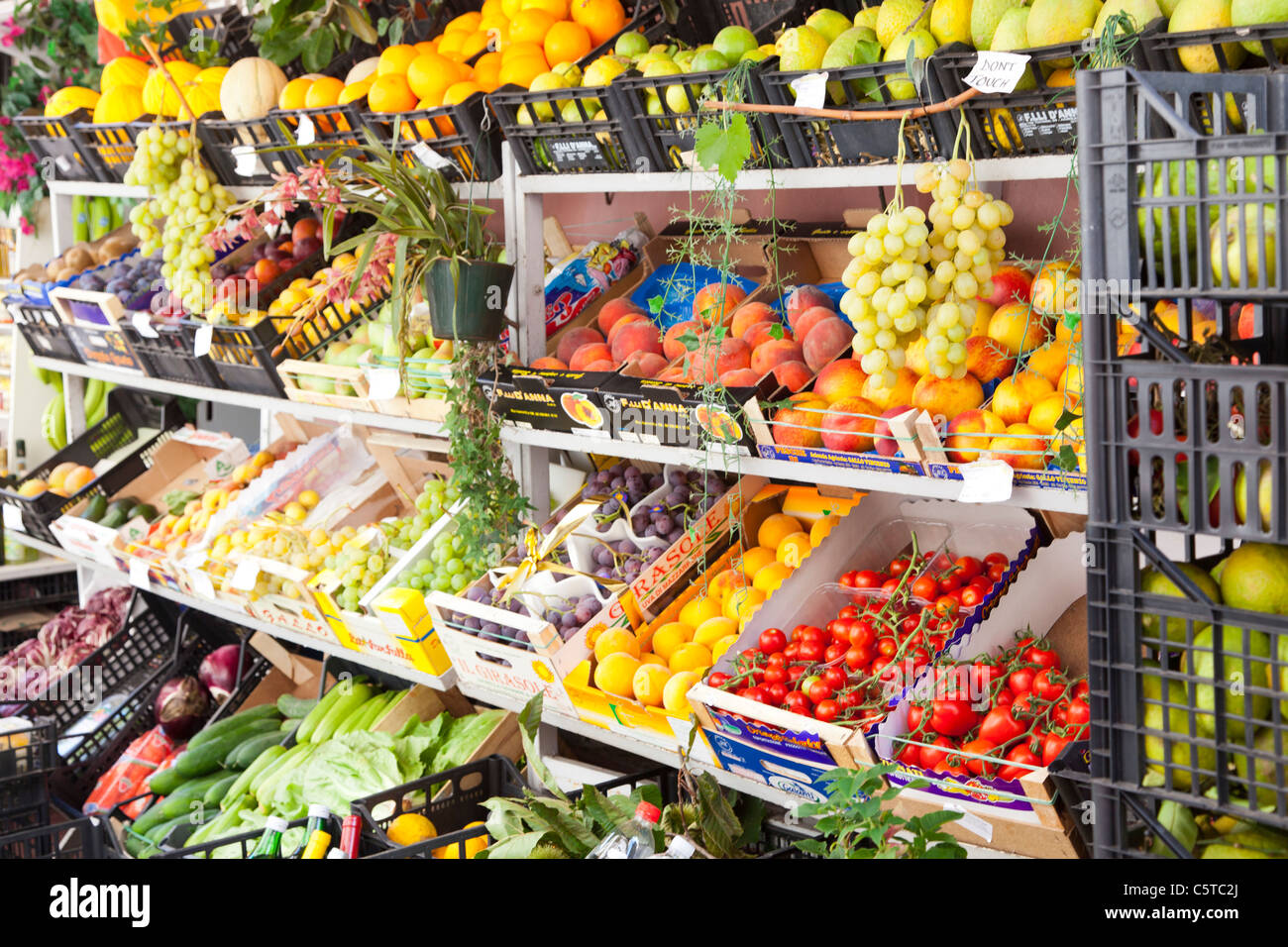 Shop selling fruit and vegetables in Taormina Sicily Italy Stock Photo