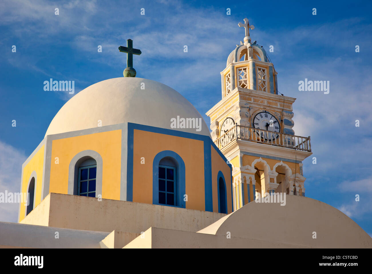 Greek Orthodox Church in Thira (Fira) on the island of Santorini the Cyclades Greece Stock Photo