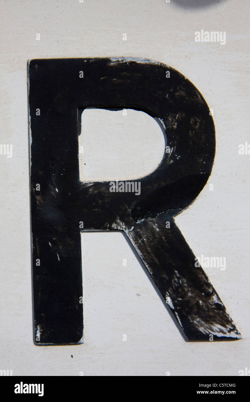 Character R alphabet character letter outside sign Stock Photo - Alamy