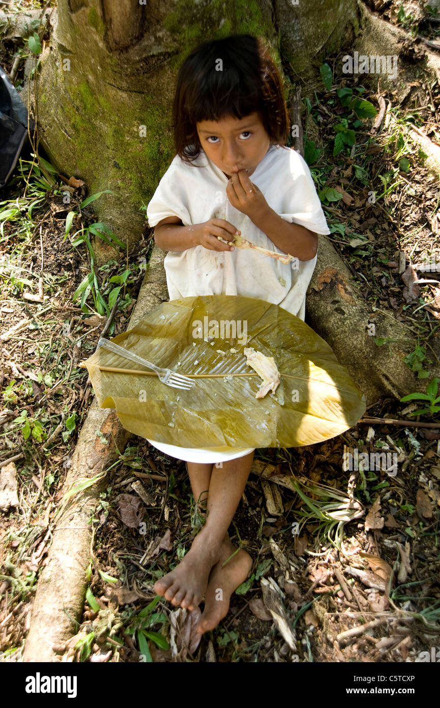 Young Lacandon girl  in Mexico Stock Photo