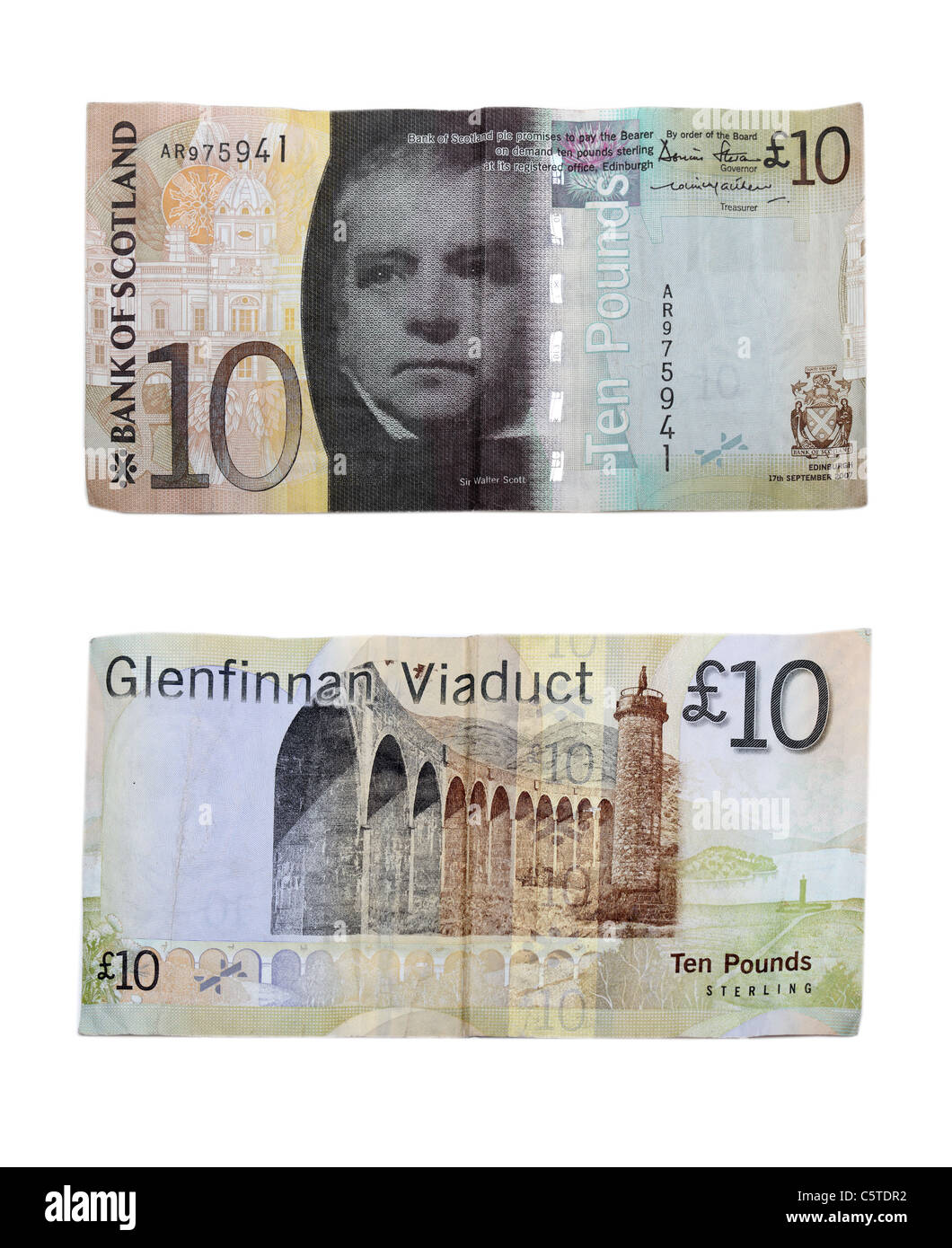 The Front And Reverse Of The Scottish Ten Pound Note Stock Photo