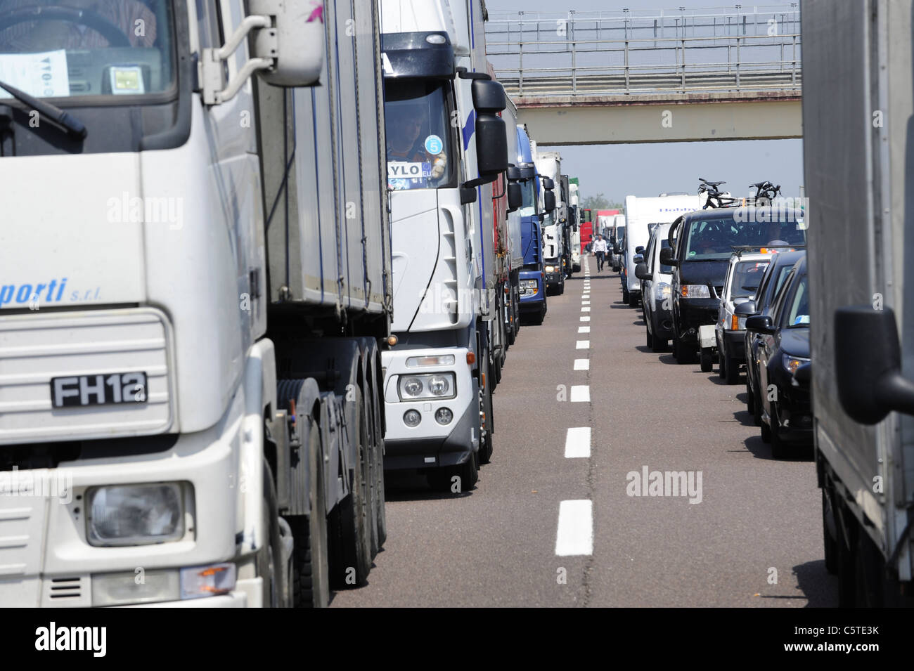 traffic jam on highway Stock Photo