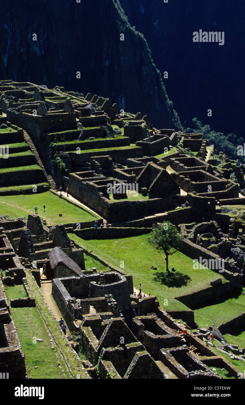 Inka ruins at Machu Picchu in Peru Stock Photo