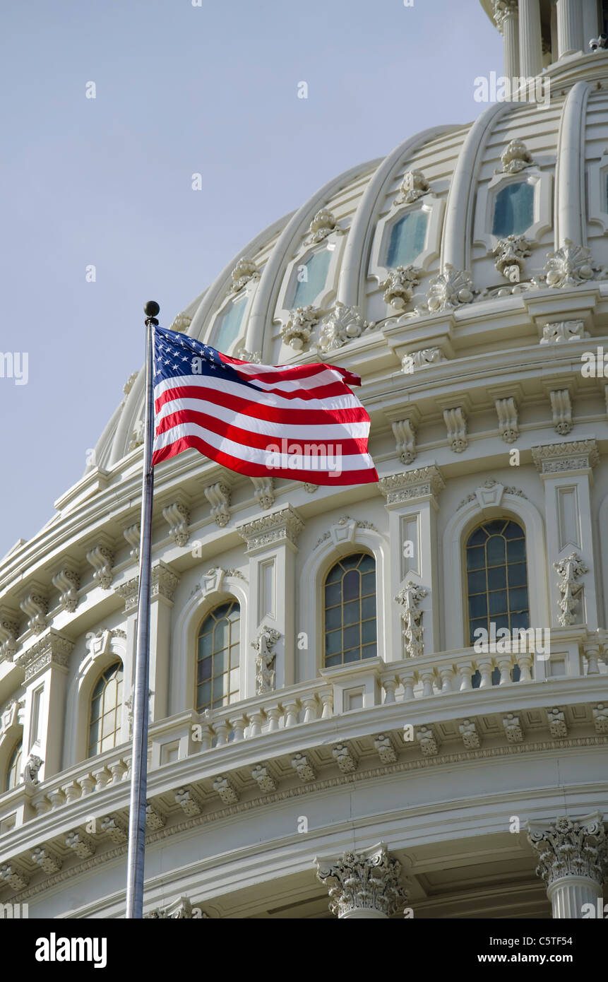 American flag in front of US Capitol dome Stock Photo - Alamy