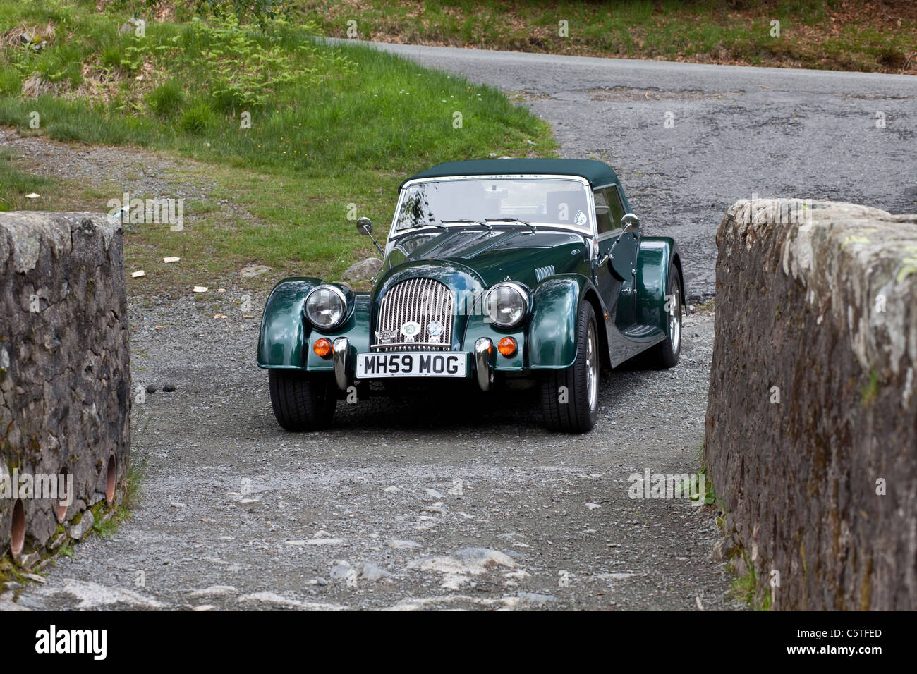 Green morgan roadster at birks bridge duddon valley lake district