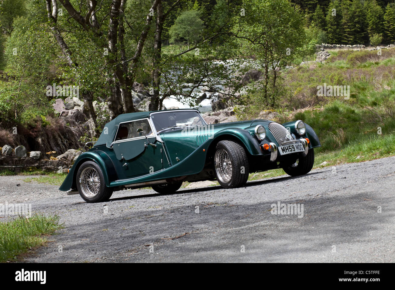 Green morgan roadster at birks bridge duddon valley lake district