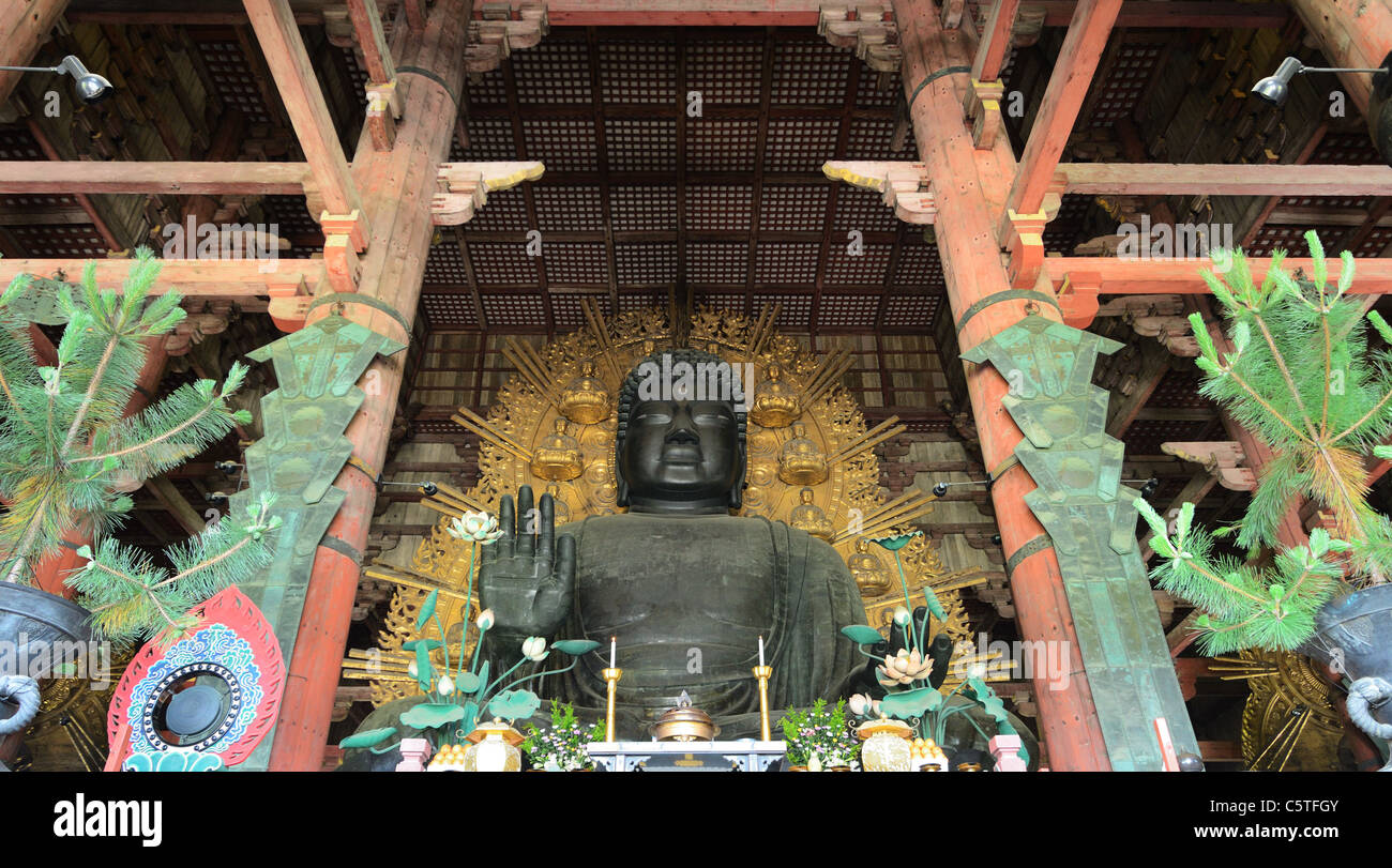 The great buddha statue in Todaiji, a World Heritage Site in Nara, Japan. Stock Photo