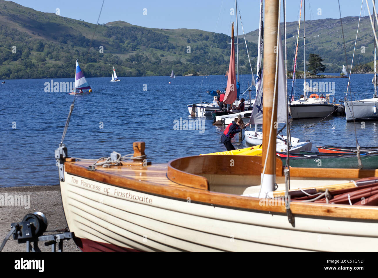 Sailing Dinghy's on Ullswater in the Lake District Stock Photo Alamy