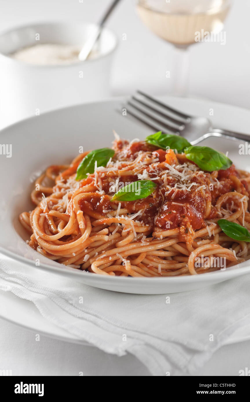 Spaghetti Napolitana. Spaghetti in tomato sauce. Stock Photo