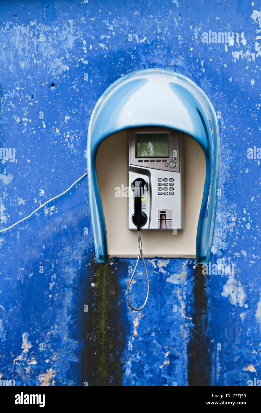Asia, China, Public Telephone box, close-up Stock Photo