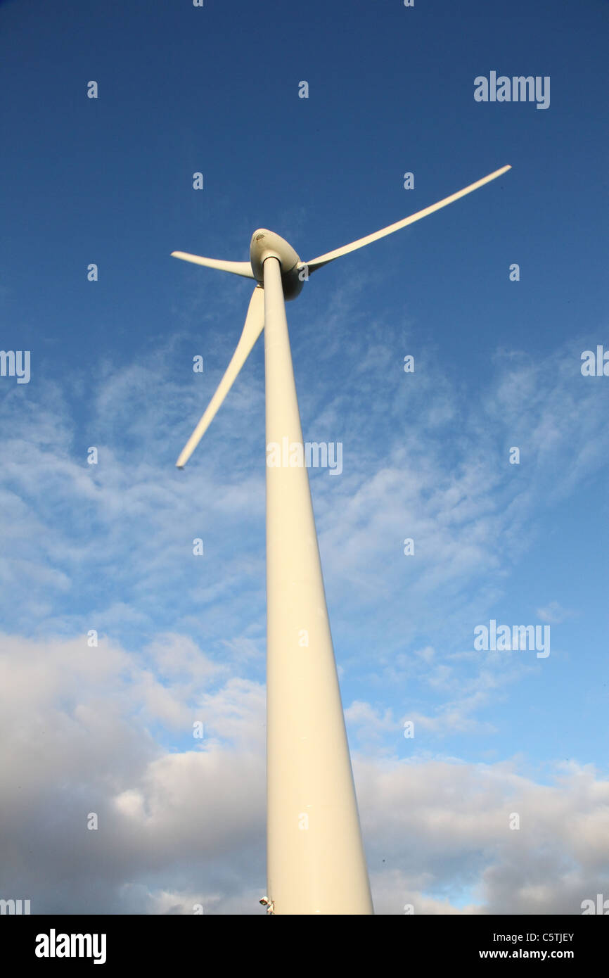 Single wind Turbine located at Eilean Siar, Benbecula, Outer Hebrides Stock Photo