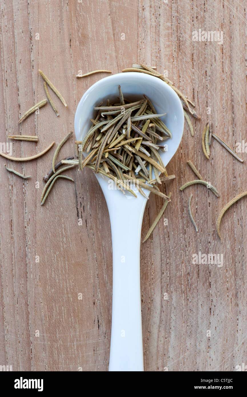 Spoonful of The Aromatic Herb, Dried Rosemary Stock Photo