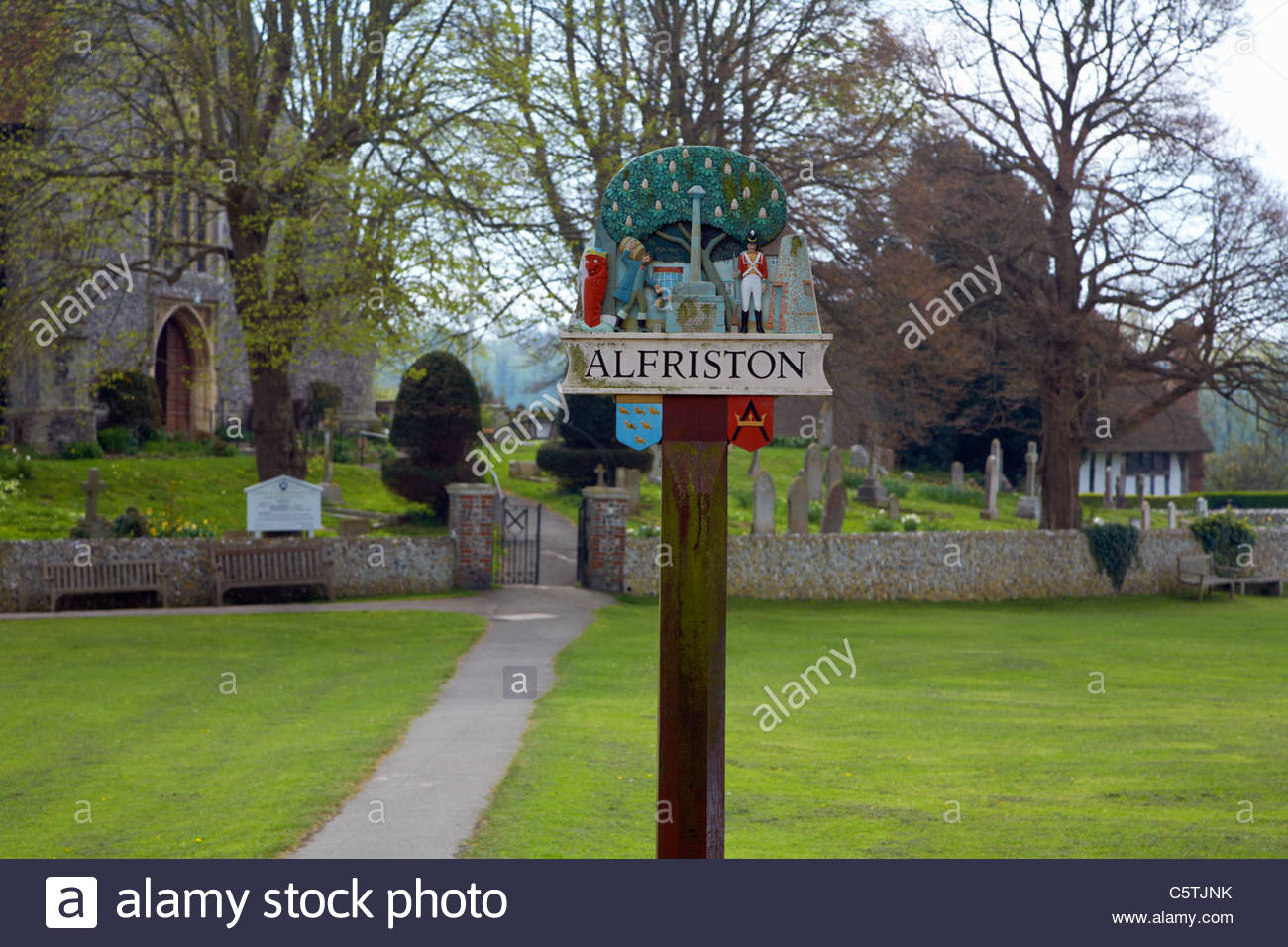 Flint Cottage Alfriston East Sussex Stock Photos Flint Cottage
