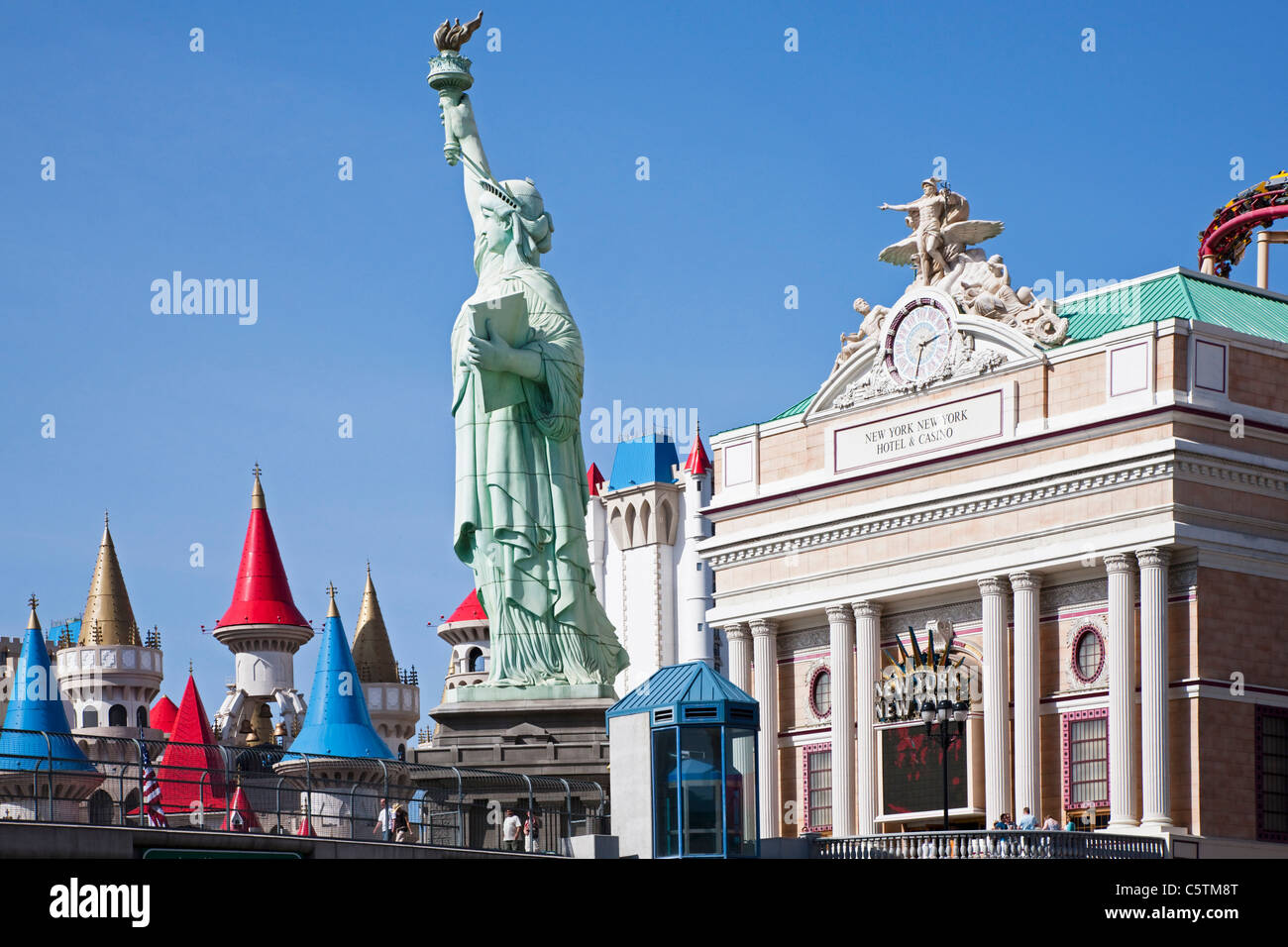USA, Las Vegas, Hotel New York with liberty statue in foreground Stock Photo