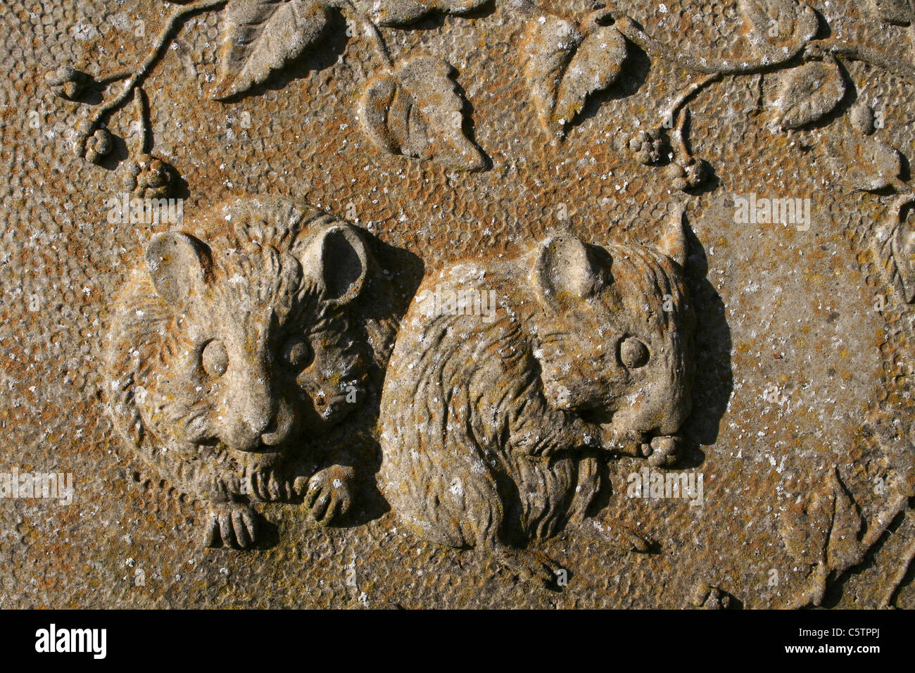 Stone Carving Of Field Mice Stock Photo