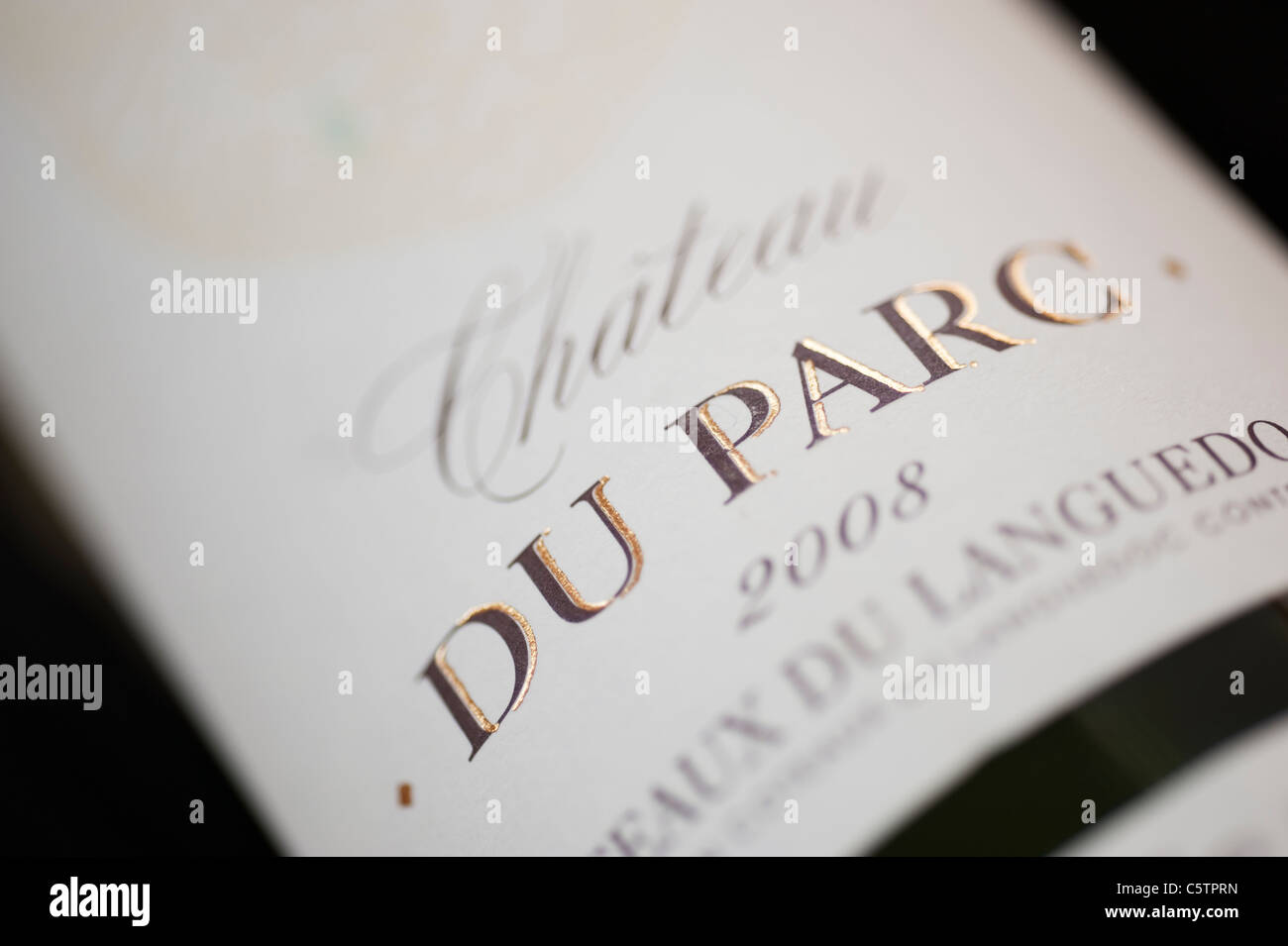 Chateau du Parc wine bottle label closeup Stock Photo Alamy
