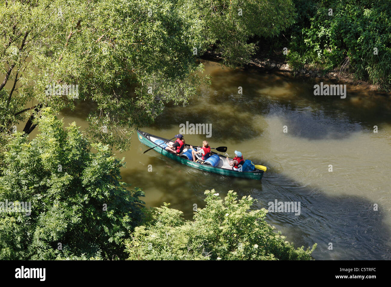 Germany, Bavaria, Franconia, Middle Franconia, View of canoe on altmuehl river, Stock Photo