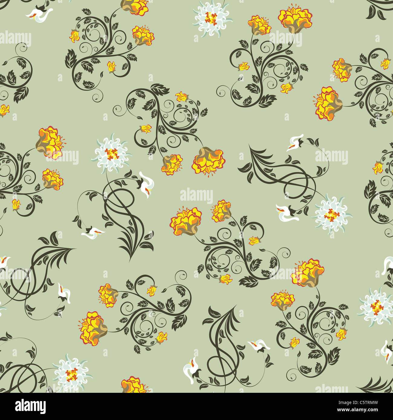 Seamless vector floral pattern Stock Photo - Alamy