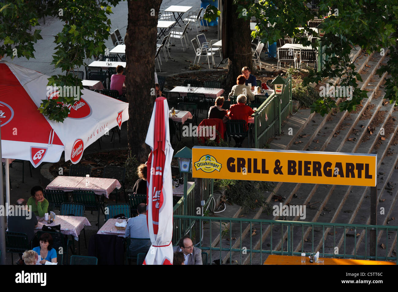 Austria, Vienna, People in beer garden Stock Photo Alamy