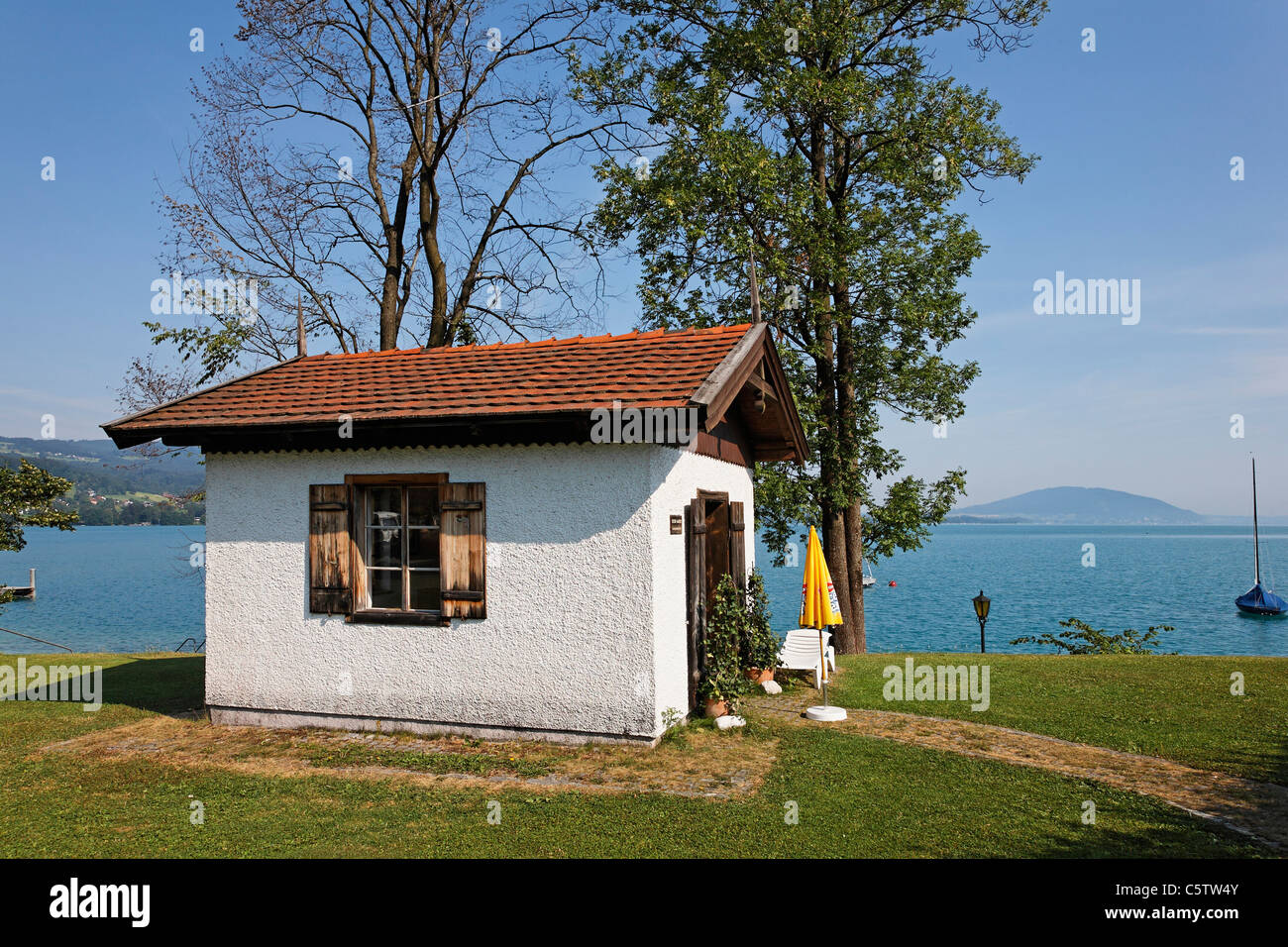 Austria, Upper Austria, Salzkammergut, Steinbach, View of Gustav Mahler's cabin near Attersee lake Stock Photo