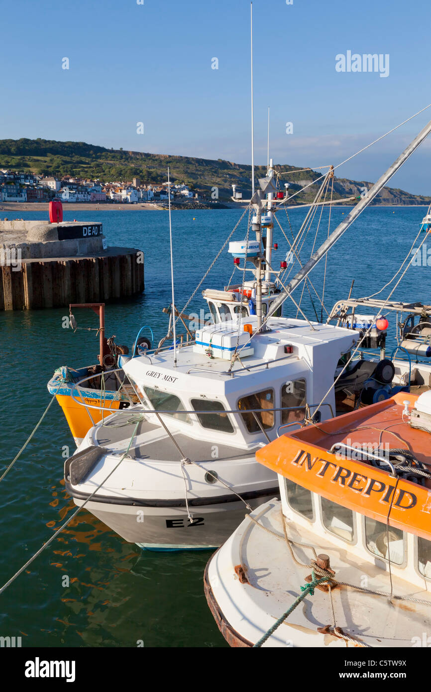 Fishing boats Cobb harbour Lyme Regis Jurassic coast Dorset England UK