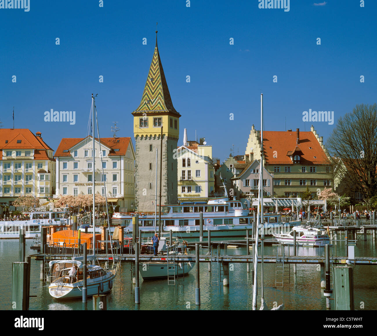 Germany, Bavaria, Swabia, Lindau, View of old lighthouse Stock Photo