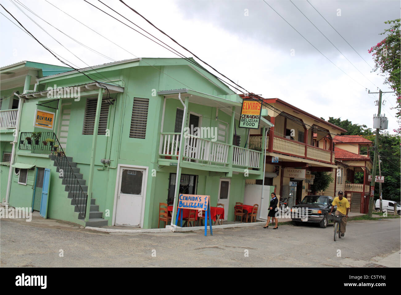 Elvira's guest house and the and Hi-Et Hotel, Waight's Avenue, San Ignacio, Cayo, west Belize, Central America Stock Photo