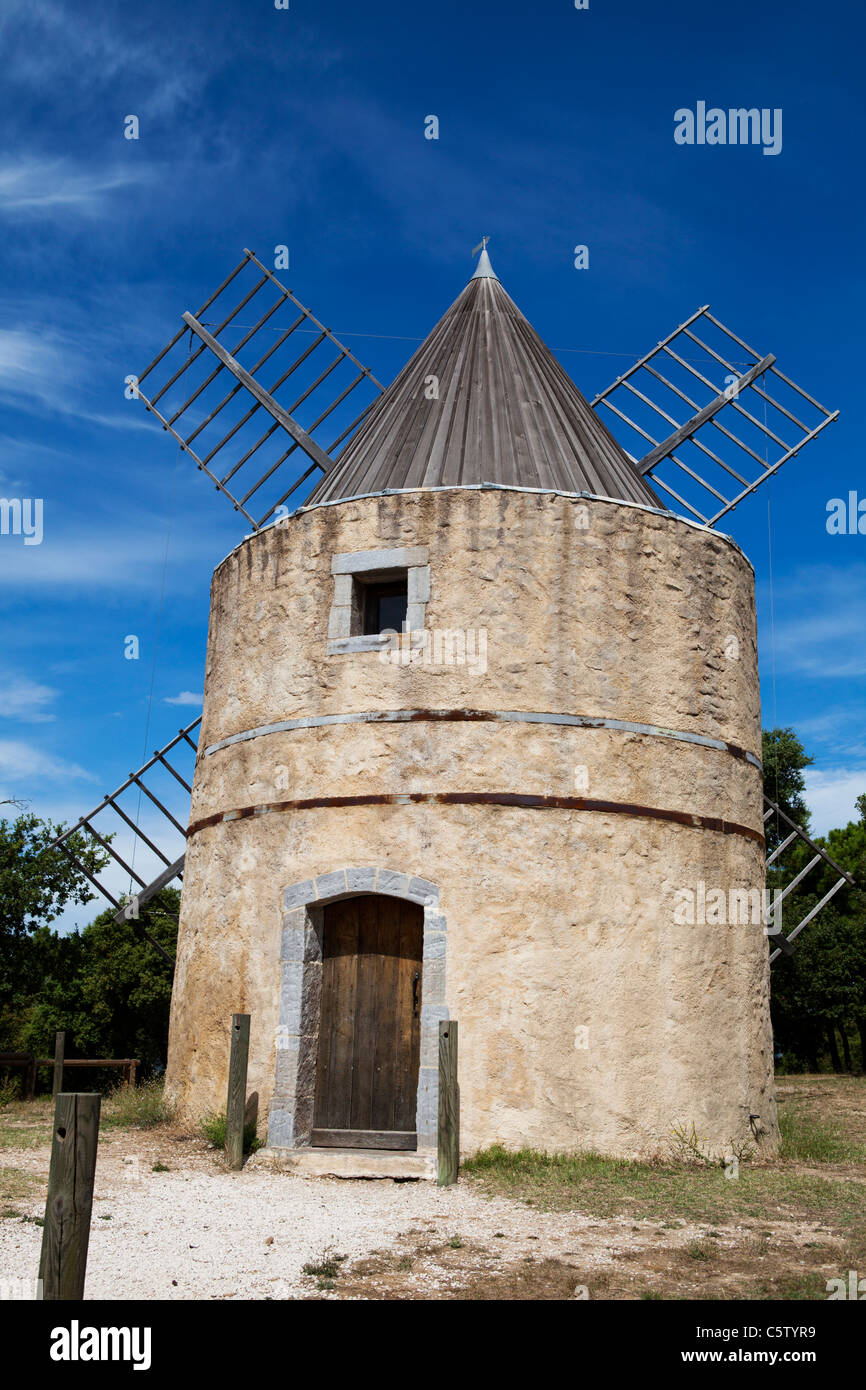 Medieval windmill in Ramatuelle, 83, Var Cote d'Azur, France Stock Photo