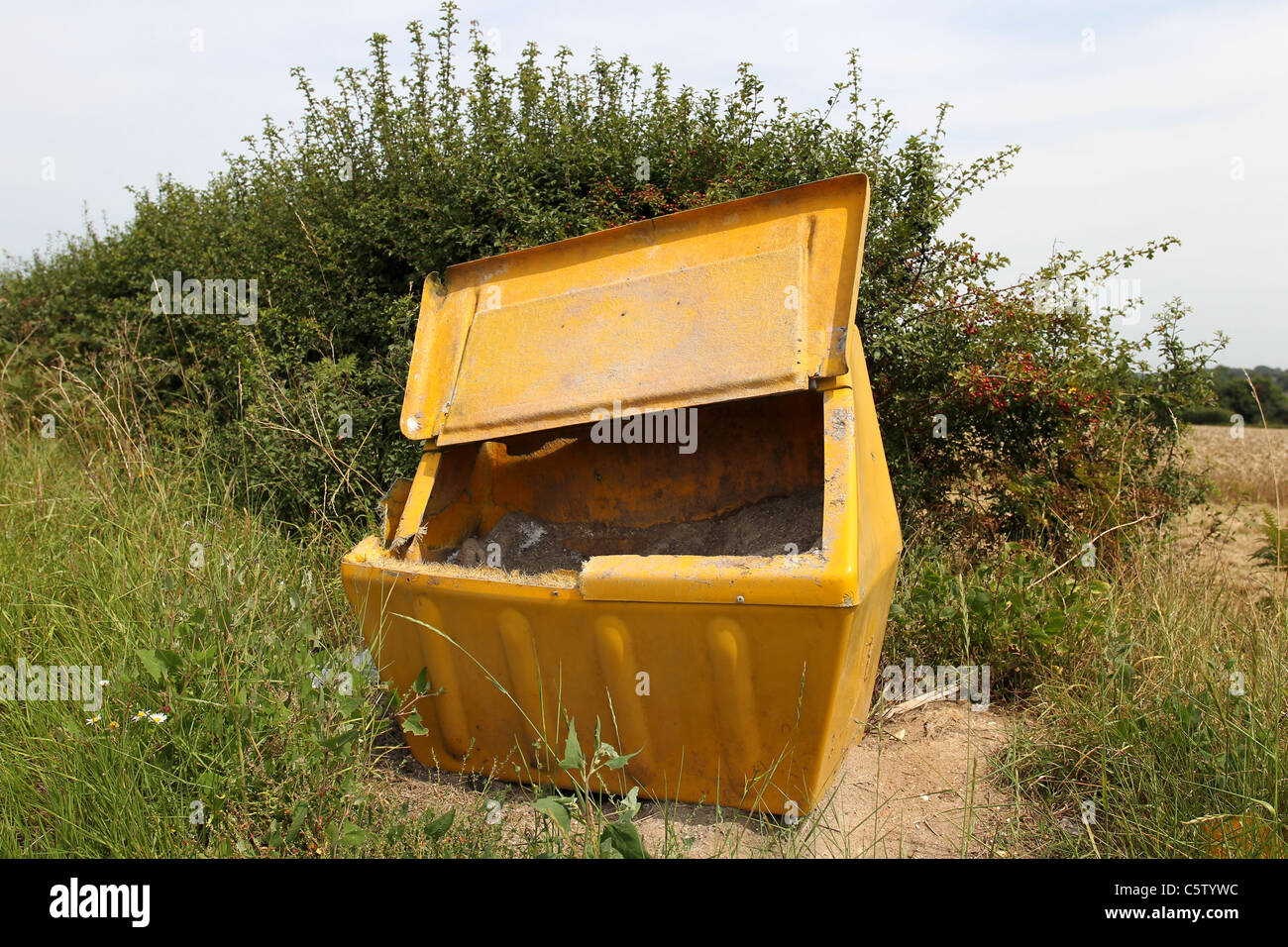Old yellow salt grit box in Lewes, East Sussex, UK Stock Photo Alamy