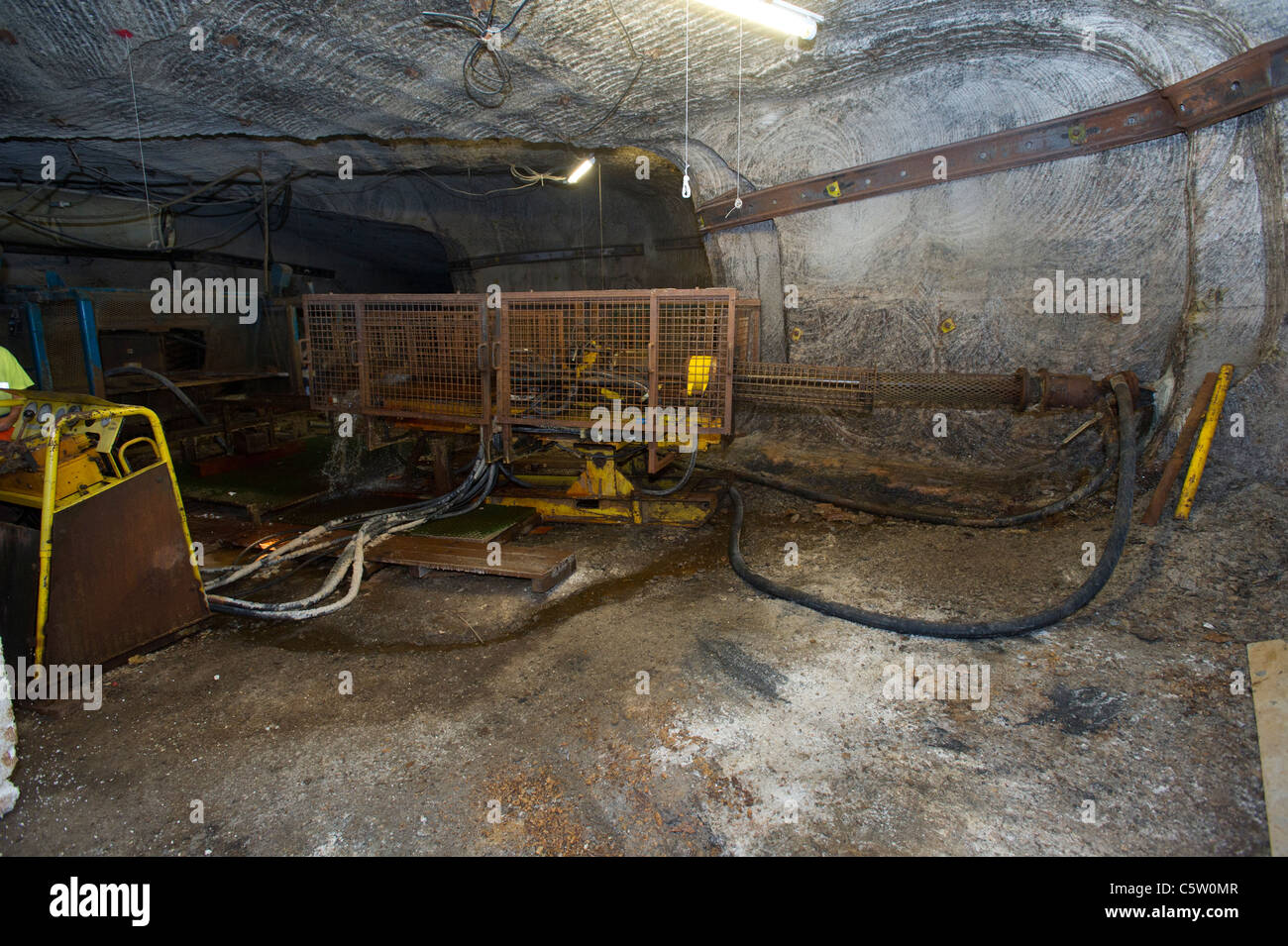 Drilling a core sample in Boulby Potash mine Stock Photo Alamy