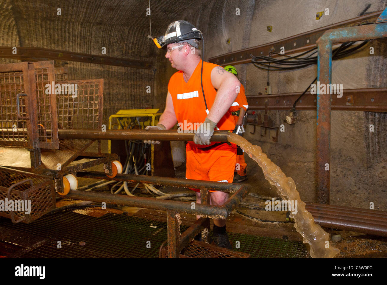 Drilling a core sample in Boulby Potash mine Stock Photo Alamy