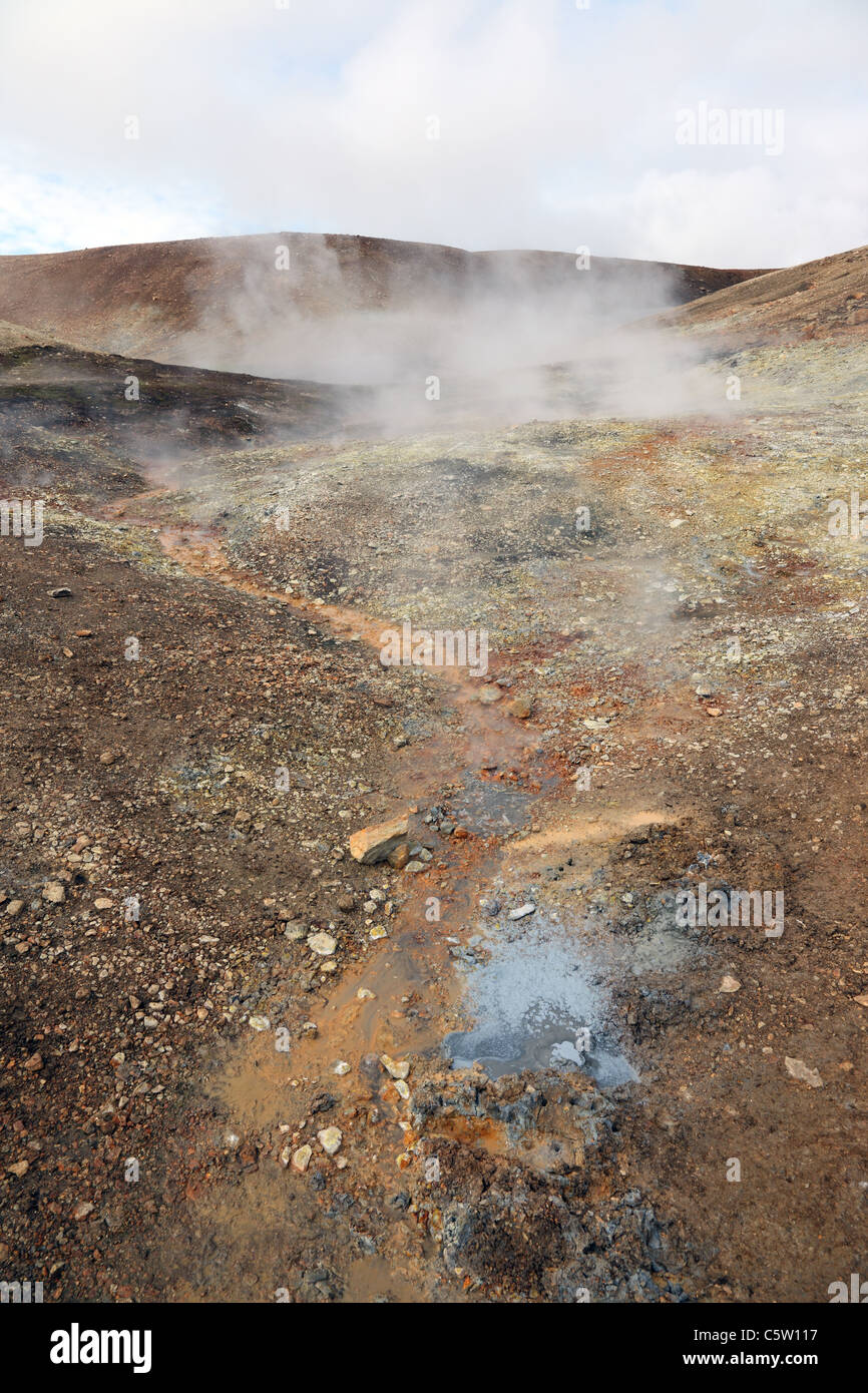 Hot Spring on the the Laugavegur Hiking Trail from Landmannalaugar to Thorsmork in the Fjallabak Area of Iceland Stock Photo