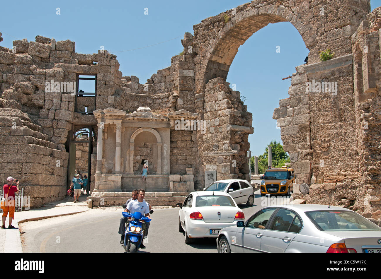 Side Turkey Ruins Roman Arch archeology Town City Stock Photo