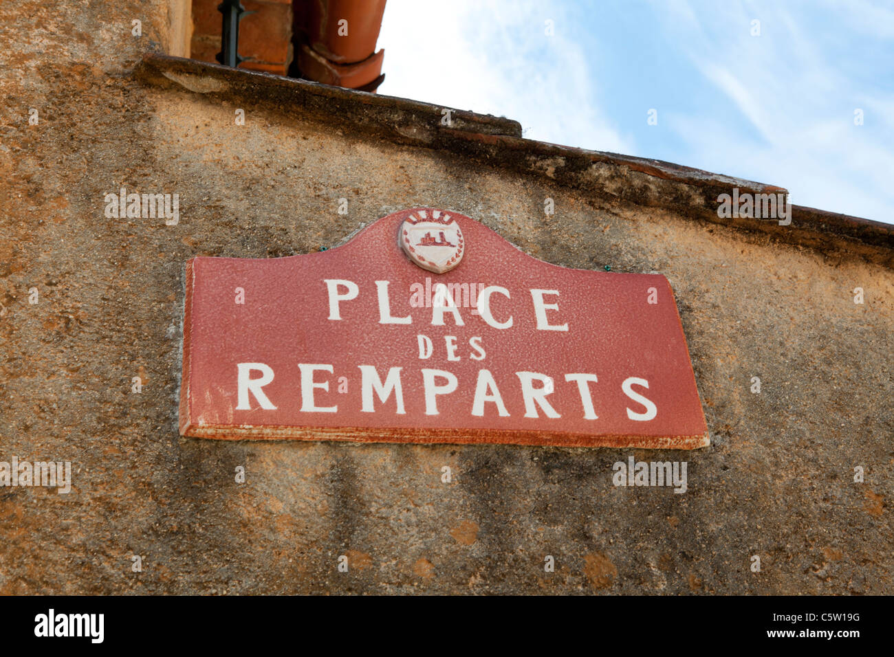 Grimaud, Var Cote d'Azur, France. Place des Remparts Stock Photo