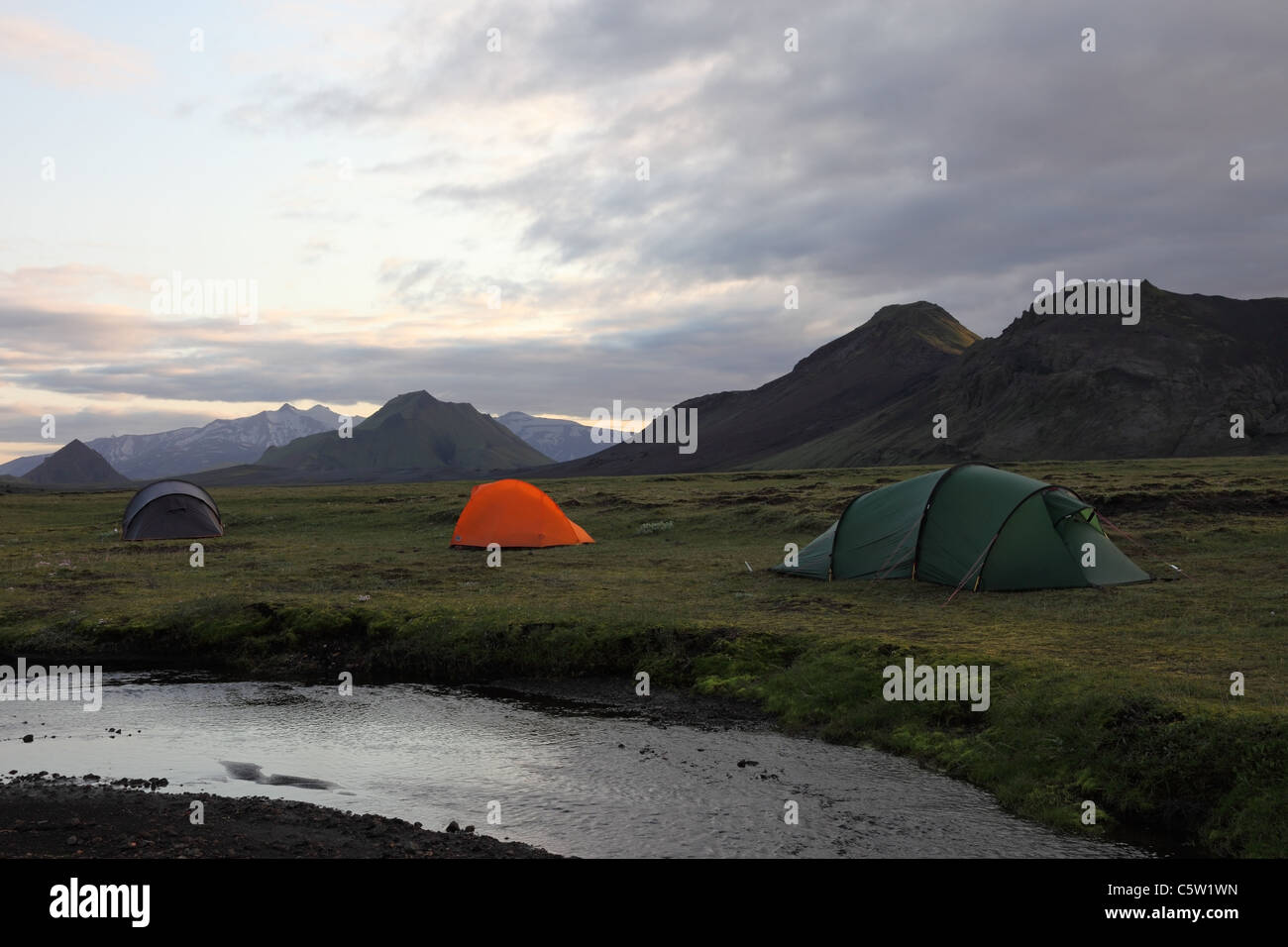 Tents at the Alftavatn Camping Area on the Laugavegur Hiking Trail Iceland  Stock Photo - Alamy