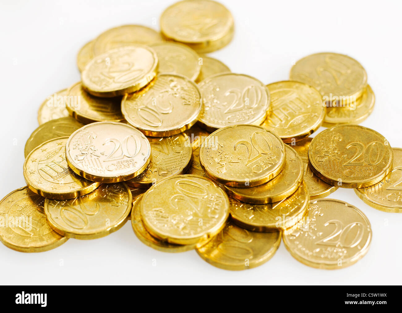 20 Euro cent coins Stock Photo