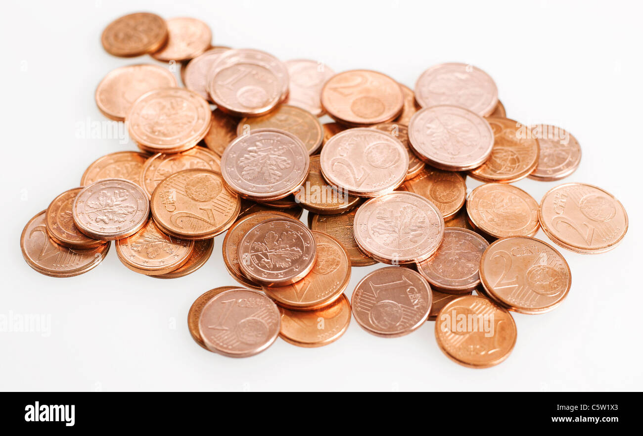 Pile of Euro coins Stock Photo