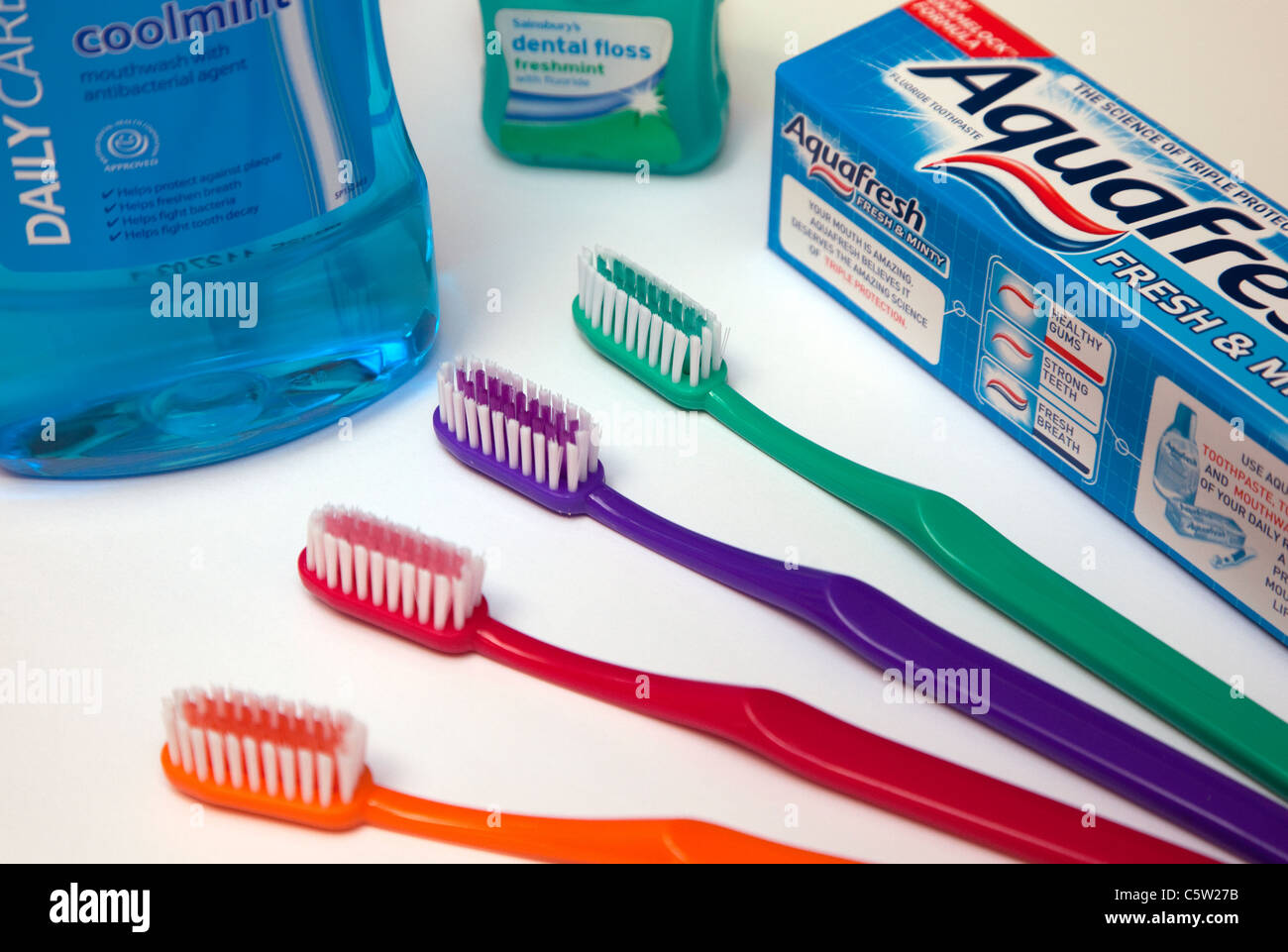 Oral hygiene products, London Stock Photo Alamy