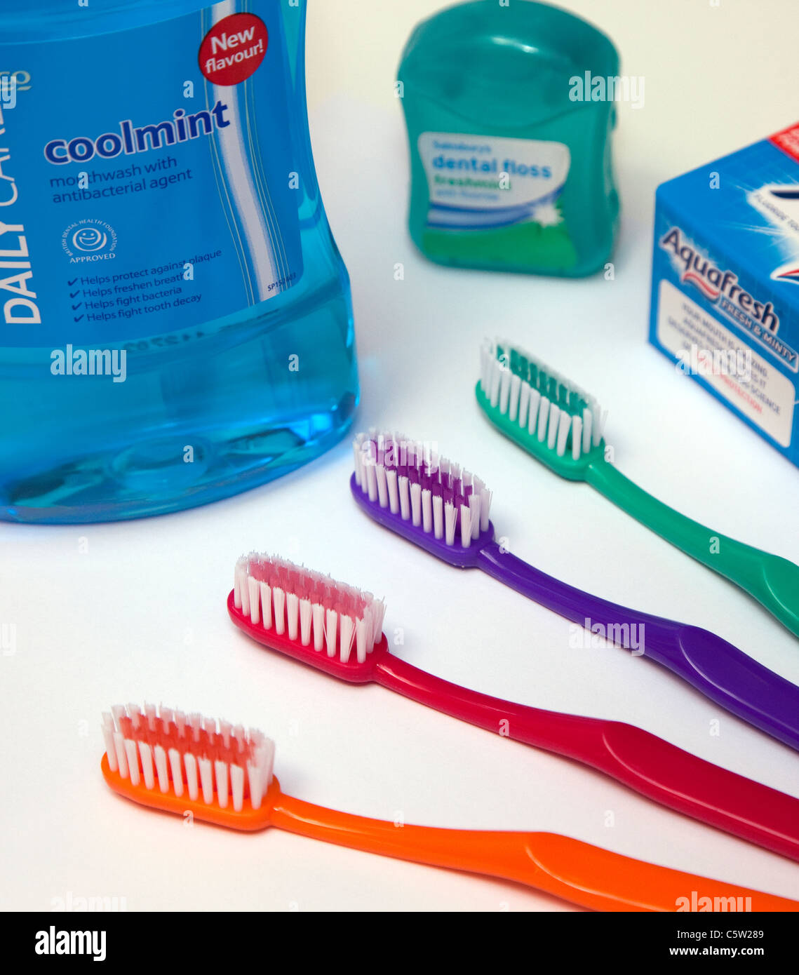 Oral hygiene products, London Stock Photo Alamy