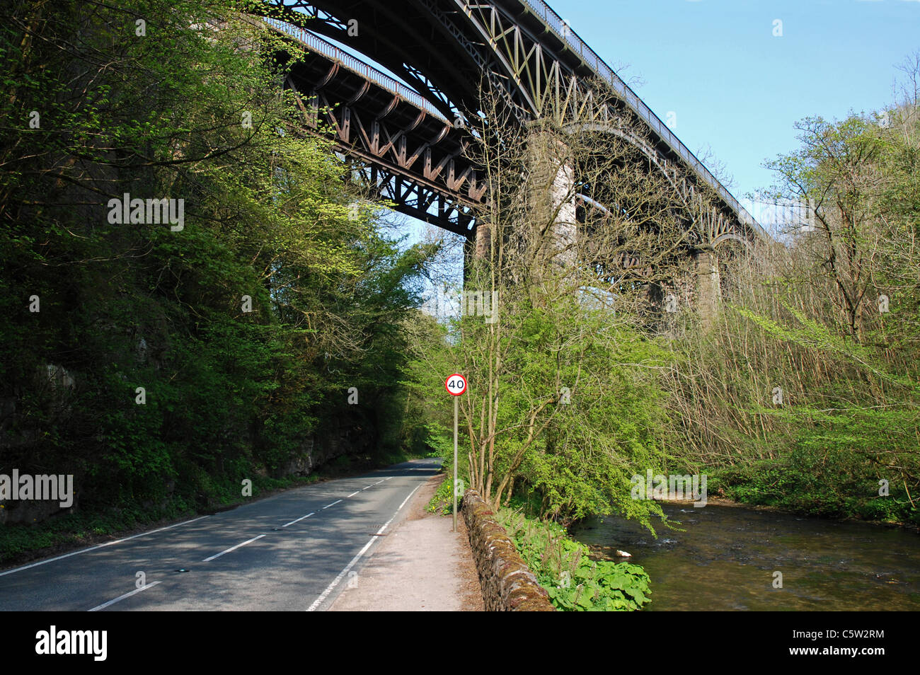 Viaduct for disused railway at Millers Dale Derbyshire England Stock Photo