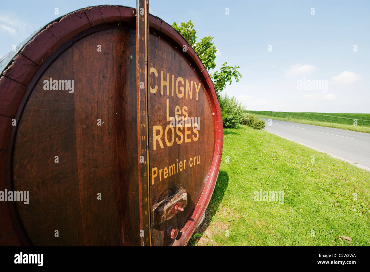 Wine barrel at Chigny les Roses on the Montagne de Reims, Champagne ...