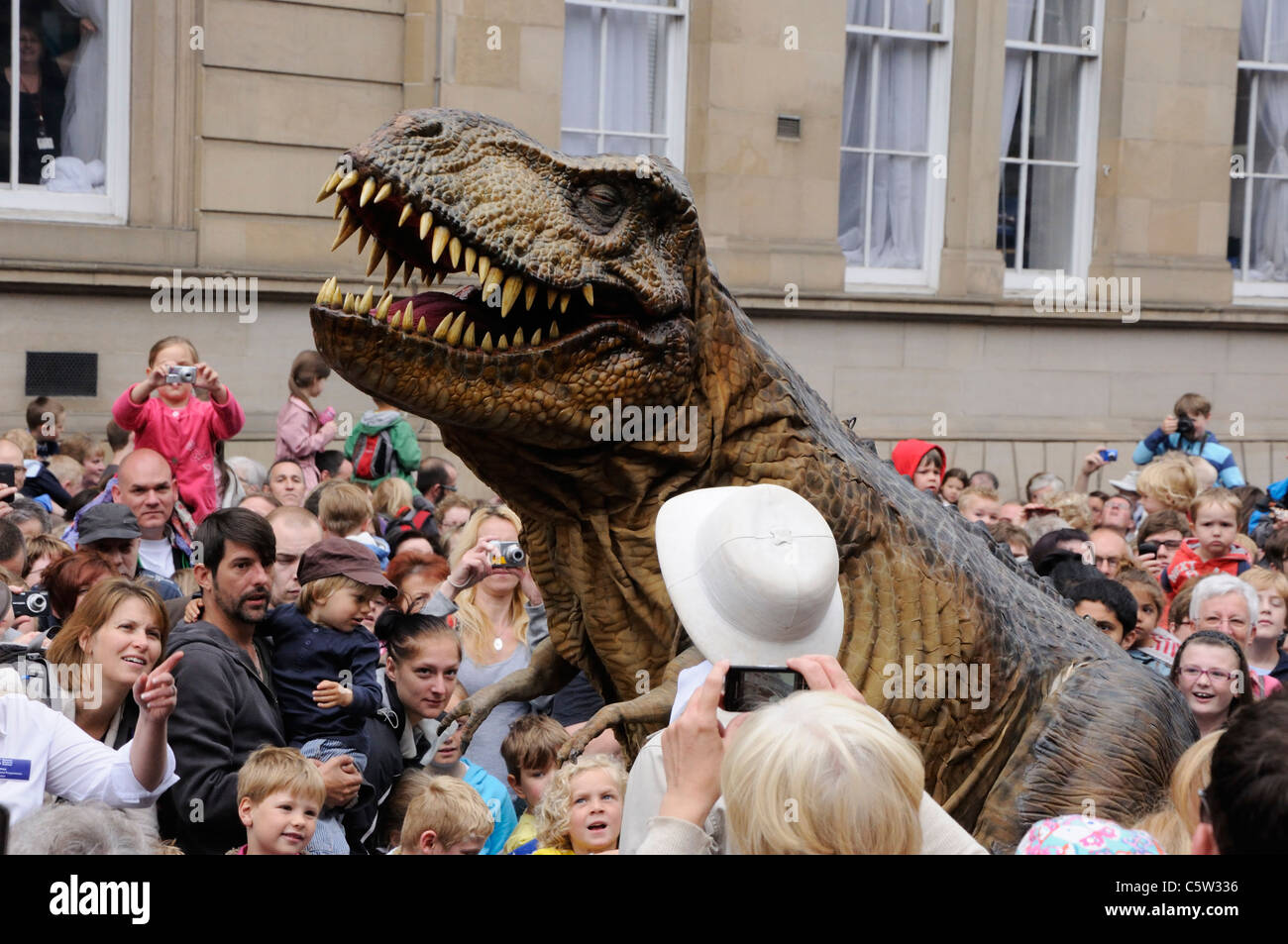 A Tyrannosaurus Rex at the opening celebrations of the new National Museum of Scotland, Edinburgh Stock Photo