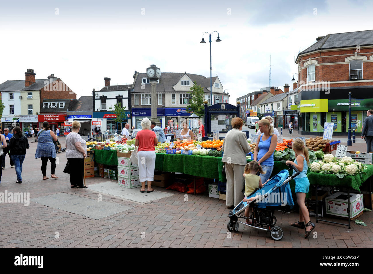 Cannock town centre street market Staffordshire Uk Stock Photo Alamy
